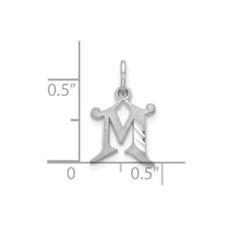 10k White Gold Diamond-cut Initial M Charm