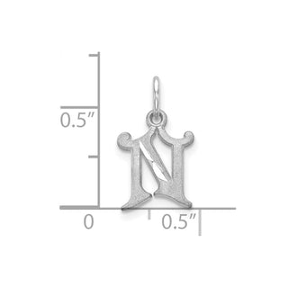 10k White Gold Diamond-cut Initial N Charm