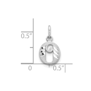 10k White Gold Diamond-cut Initial O Charm