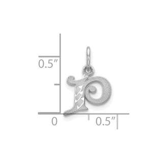 10k White Gold Diamond-cut Initial P Charm