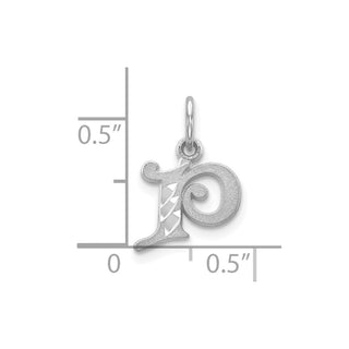 10k White Gold Diamond-cut Initial P Charm