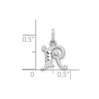10k White Gold Diamond-cut Initial R Charm