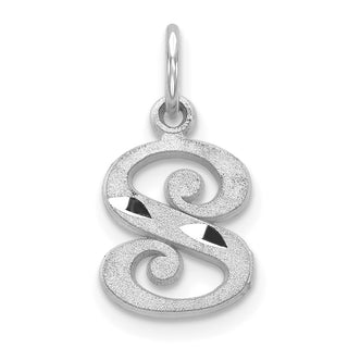 10k White Gold Diamond-cut Initial S Charm