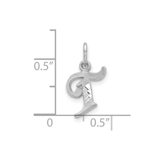 10k White Gold Diamond-cut Initial T Charm