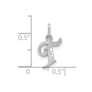 10k White Gold Diamond-cut Initial T Charm