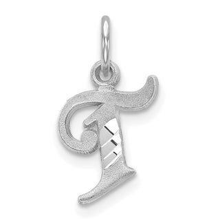10k White Gold Diamond-cut Initial T Charm