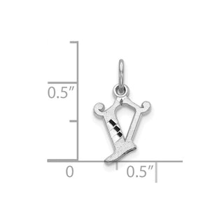 10k White Gold Diamond-cut Initial V Charm