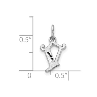 10k White Gold Diamond-cut Initial V Charm