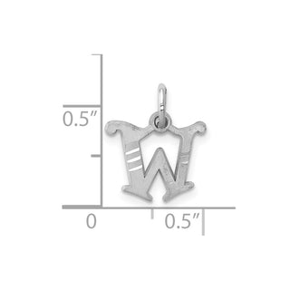 10k White Gold Diamond-cut Initial W Charm