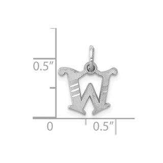 10k White Gold Diamond-cut Initial W Charm
