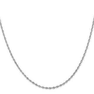 22" 10k White Gold 1.85mm Diamond-cut Quadruple Rope Chain