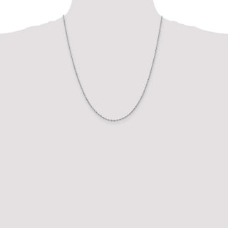 22" 10k White Gold 1.85mm Diamond-cut Quadruple Rope Chain