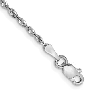 8" 10k White Gold 1.85mm Diamond-cut Quadruple Rope Chain