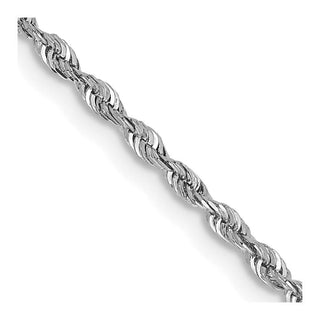 20" 10k White Gold 1.85mm Diamond-cut Quadruple Rope Chain
