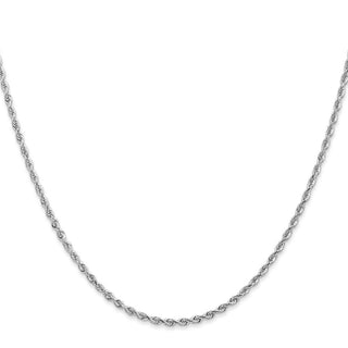 26" 10k White Gold 2mm Diamond-cut Quadruple Rope Chain