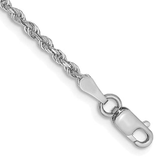 8" 10k White Gold 2mm Diamond-cut Quadruple Rope Chain