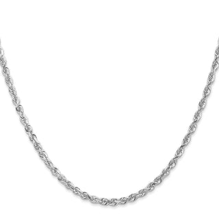 18" 10k White Gold 3mm Diamond-cut Quadruple Rope Chain