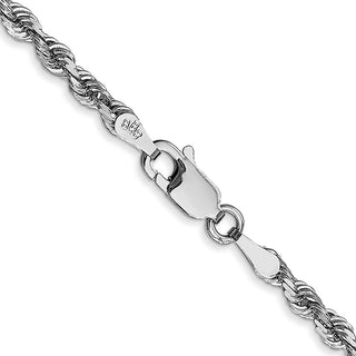 18" 10k White Gold 3mm Diamond-cut Quadruple Rope Chain