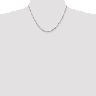 18" 10k White Gold 3mm Diamond-cut Quadruple Rope Chain