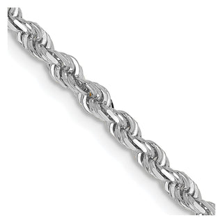 18" 10k White Gold 3mm Diamond-cut Quadruple Rope Chain