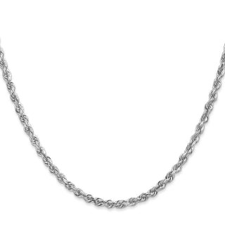 24" 10k White Gold 3.35mm Diamond-cut Quadruple Rope Chain
