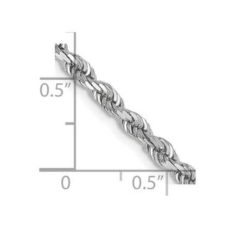 24" 10k White Gold 3.35mm Diamond-cut Quadruple Rope Chain