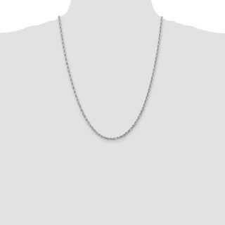 24" 10k White Gold 3.35mm Diamond-cut Quadruple Rope Chain