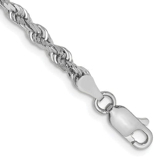8" 10k White Gold 3.35mm Diamond-cut Quadruple Rope Chain