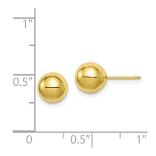 10k Yellow Gold 7mm Polished Ball Stud Earrings