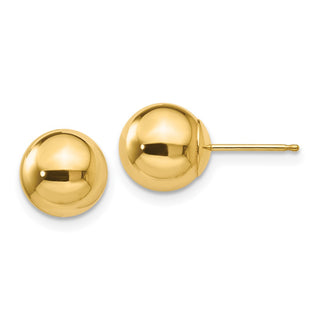 10k Yellow Gold 8mm Polished Ball Stud Earrings