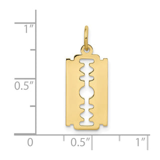 10K Yellow Gold Polished Razor Blade Charm