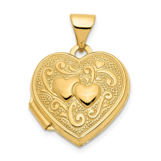 10k Yellow Gold Double Heart Locket Pendant 10XL202