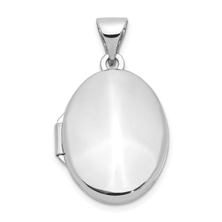 10k White Gold Polished Oval Locket Pendant 10XL206