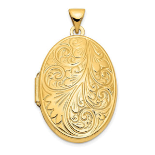 10k Yellow Gold Scroll Oval Locket Pendant