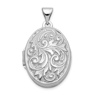 10k White Gold Polished Reversible Love You Always Oval Locket Pendant