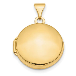 10K Yellow Gold Polished Domed 16mm Round Locket Pendant