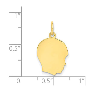 10k Gold Medium .018 Gauge Facing Right Engravable Boy Head Charm 10XM108/18