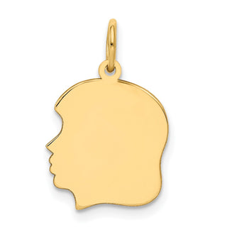 10k Gold Medium .018 Gauge Facing Right Engravable Girl Head Charm 10XM109/18