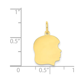 10k Gold Medium .018 Gauge Facing Right Engravable Girl Head Charm 10XM109/18