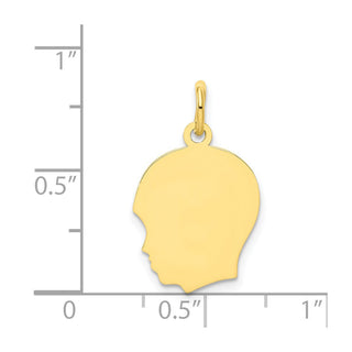 10k Gold Medium .018 Gauge Facing Left Engravable Boy Head Charm