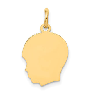10k Gold Medium .018 Gauge Facing Left Engravable Boy Head Charm