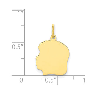 10k Gold Plain Medium .013 Gauge Facing Left Engravable Girl Head Charm 10111/13