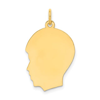10k Gold Medium .018 Gauge Facing Right Engravable Boy Head Charm 10XM112/18