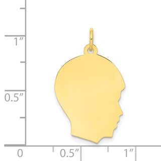 10k Gold Medium .018 Gauge Facing Right Engravable Boy Head Charm 10XM112/18
