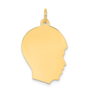 10k Gold Plain Medium .013 Gauge Facing Right Engravable Boy Head Charm 10112/13