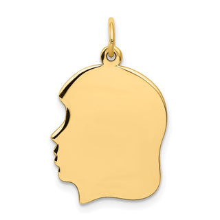 10k Gold Medium .018 Gauge Facing Right Engravable Girl Head Charm 10XM113/18
