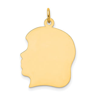 10k Yellow Gold Plain Large .018 Gauge Facing Left Engravable Girl Head Charm
