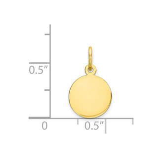 10k Yellow Gold Plain .013 Gauge Circular Engravable Disc Charm 10XM134/13