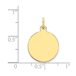 10k Yellow Gold Plain .013 Gauge Circular Engravable Disc Charm 10XM135/13