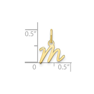 10K Yellow Gold Upper case Letter M Initial Charm